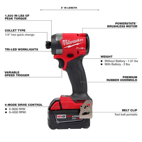 M18 FUEL 18-Volt Lithium Ion Brushless Cordless Combo Kit (2-Tool) with 2 Batteries. Charger and AC/DC LED Flood Light