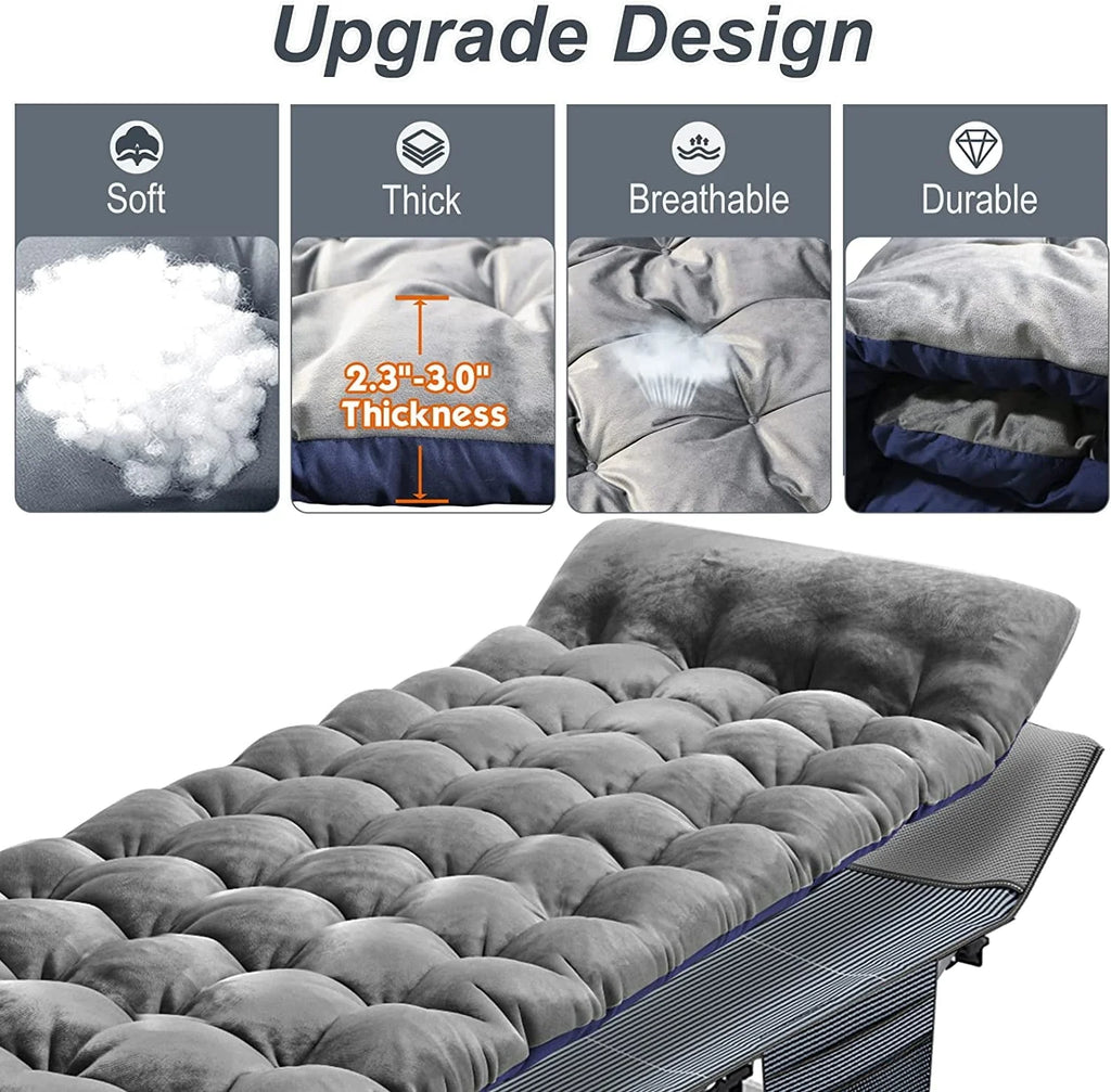ABORON Portable Camping Cot with Mattress & Carry Bag, 75''X28'' Folding Sleeping Cots, Folding Bed Cot for Adults & Kids
