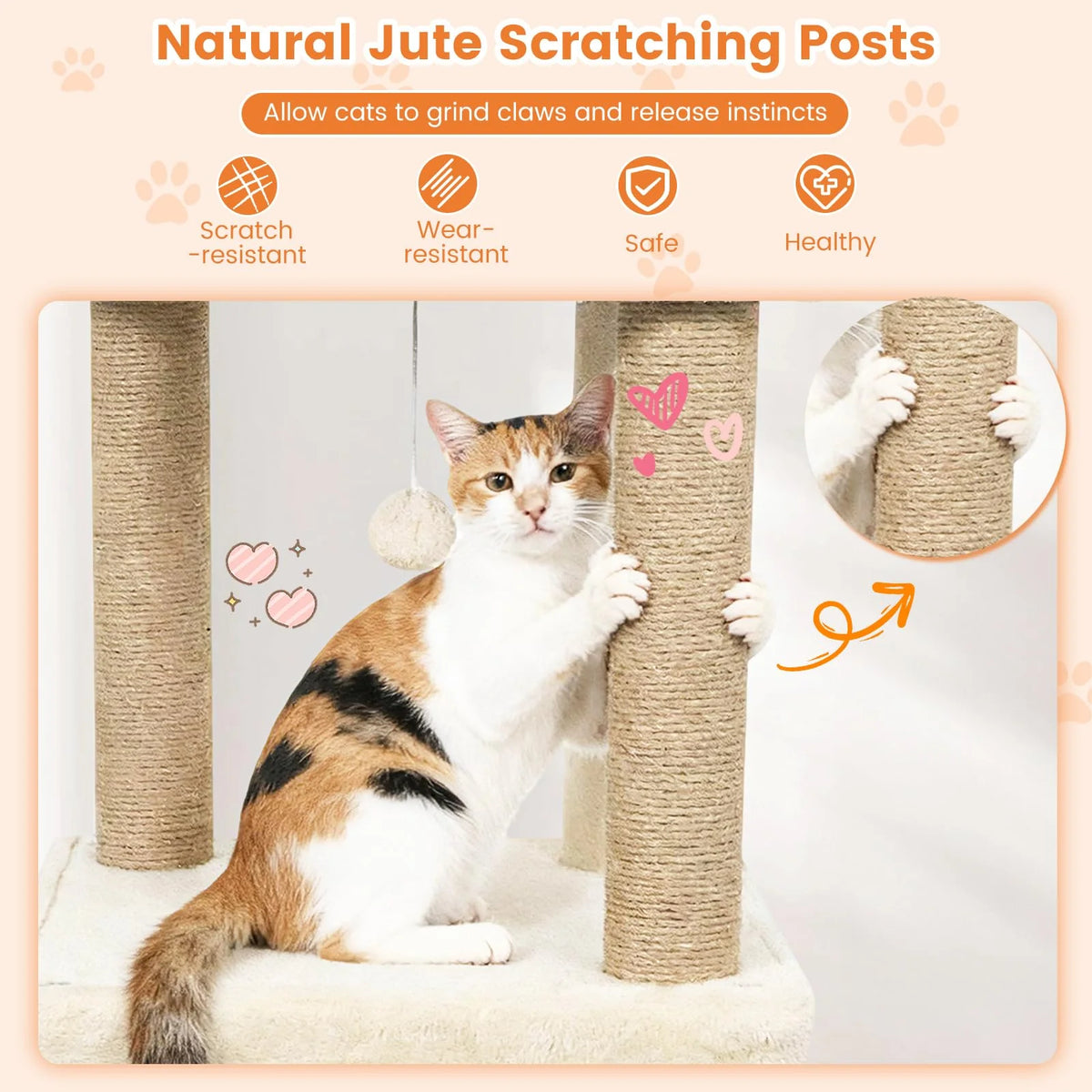 Tangkula 64 Inch Tall Cat Tree Multi-Level Cat Tower with 2 Large Condos